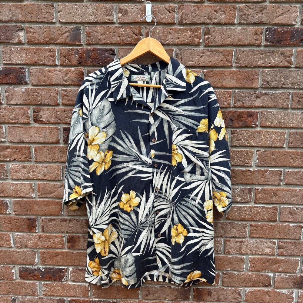 Vintage Tropical Tommy Bahama Floral Silk‎ Shirt XL